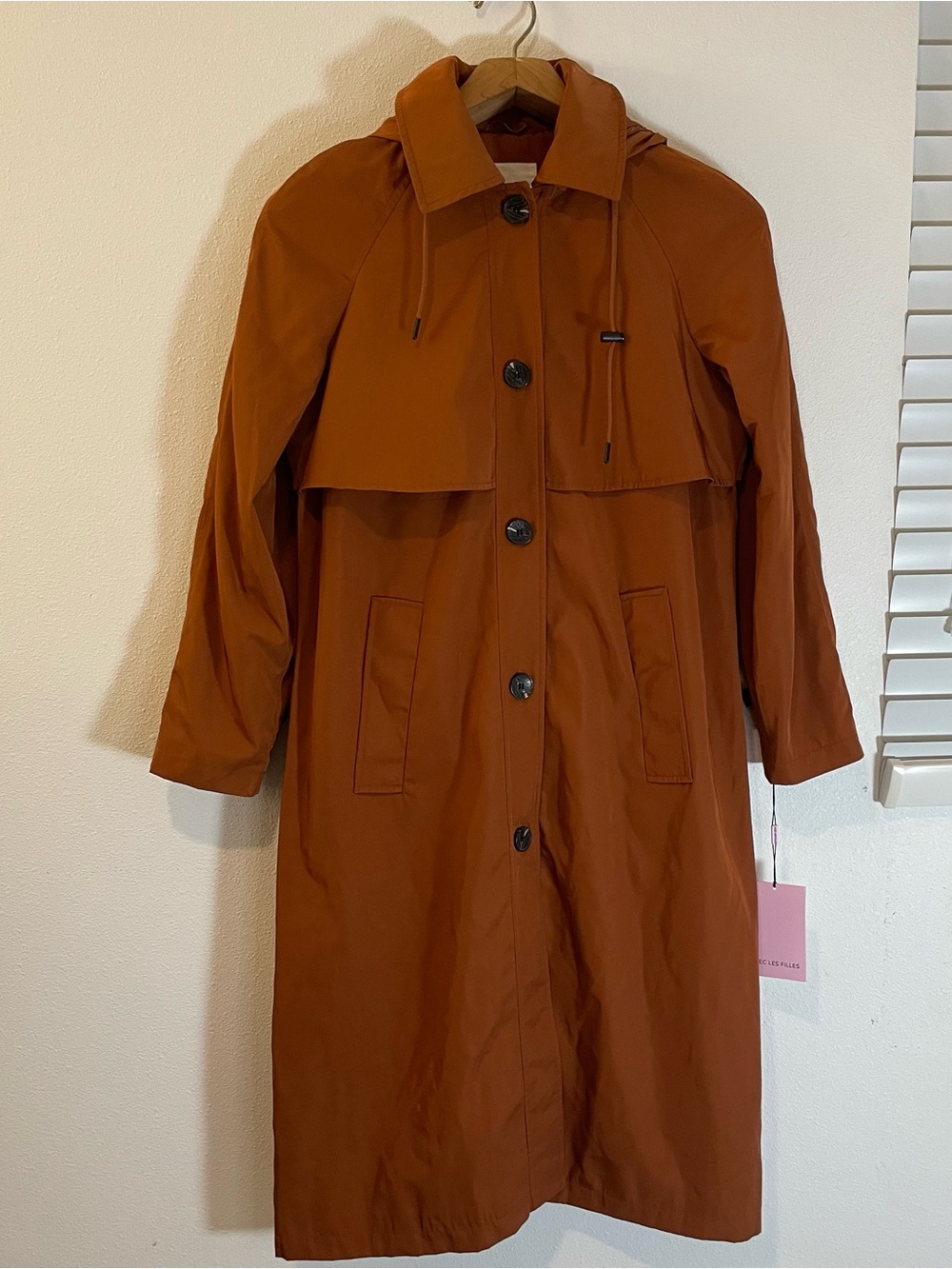NEW Avec Les Filles Women size S Water Resistant Raincoat Trench Coat Rust $219